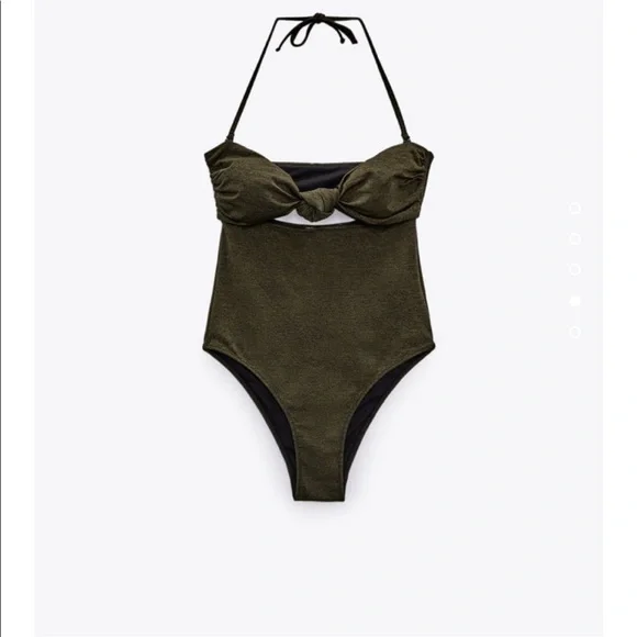 Dark green knotted swim suit one piece Zara - Picture 2 of 10